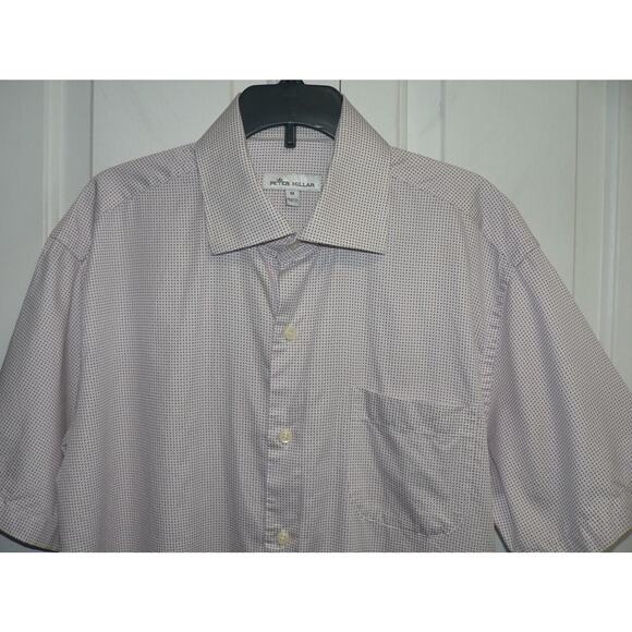 Peter Millar Men's Microprint Short Sleeve Shirt in White Regatta Medium $155 - Picture 2 of 4